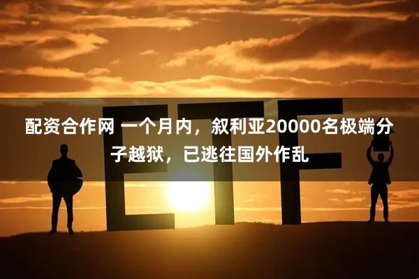配资合作网 一个月内，叙利亚20000名极端分子越狱，已逃往国外作乱